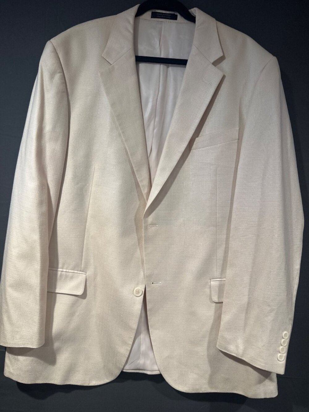 Andrew Fezza Mens 46L 100% Silk Ivory Blazer Old Money Quiet Luxury Sport Coat